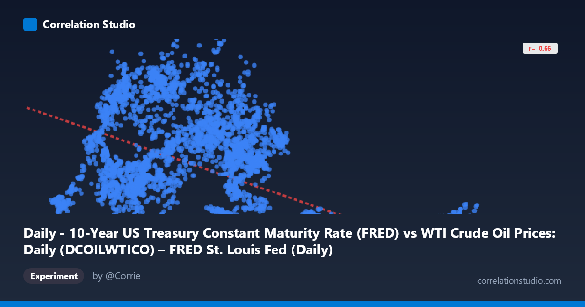 Daily - 10-Year US Treasury Constant Maturity Rate (FRED) vs WTI Crude Oil Prices: Daily (DCOILWTICO) – FRED St. Louis Fed (Daily)